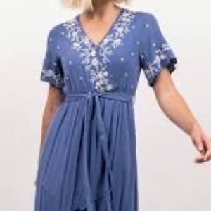 Baltic Born Macey Embroidered Dress | Blue (red pic for reference)